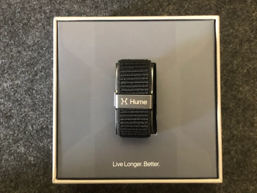 Hume Band health tracking device in its packaging
