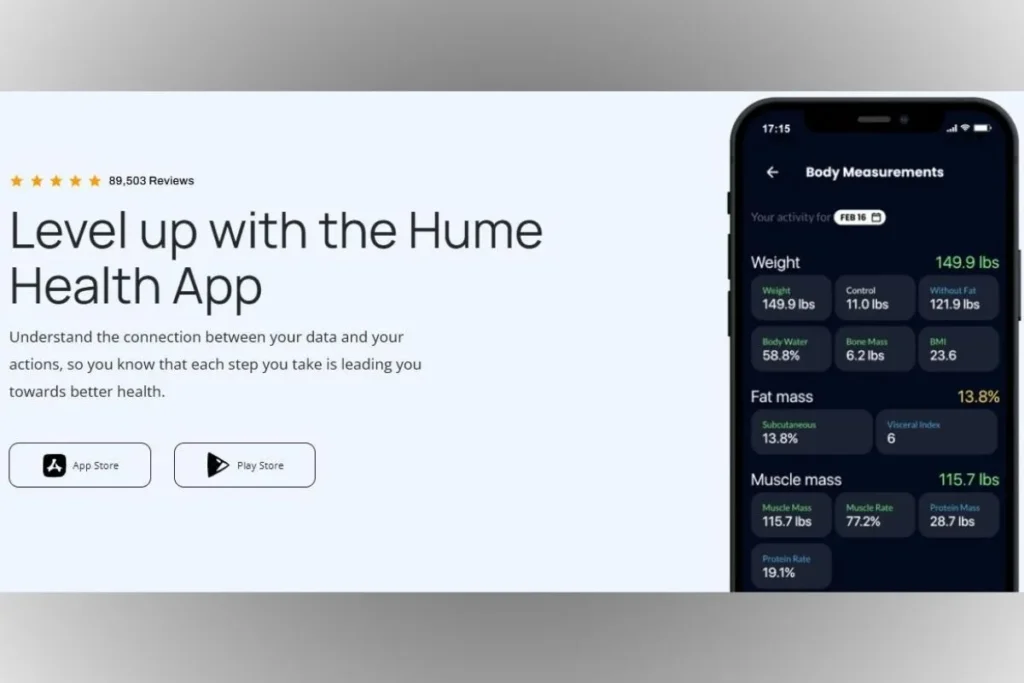 screenshot of the Hume Health APP